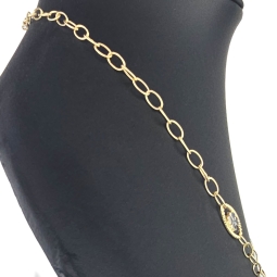 Exklusive Ankerkette aus edlem Bicolor 14K 585er Gold (Gelbgold und Weißgold) mit eingearbeiteten Elementen - ca. 50cm 4,5mm