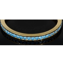 Funkelnder Ring aus 14K 585 Gold mit strahlenden, hellblauen, türkisen Zirkonia bestückt Ringgröße ca. 50