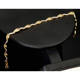 Edles Armband aus 14K 585 Bicolor Gold (Gelbgold und Weißgold) mit feinem Gliederdesign (ca. 19cm, ca. 5mm)