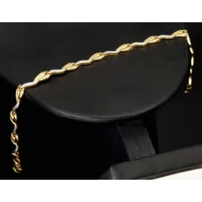 Edles Armband aus 14K 585 Bicolor Gold (Gelbgold und Weißgold) mit feinem Gliederdesign (ca. 19cm, ca. 5mm)