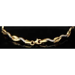 Edles Armband aus 14K 585 Bicolor Gold (Gelbgold und Weißgold) mit feinem Gliederdesign (ca. 19cm, ca. 5mm)