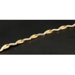 Edles Armband aus 14K 585 Bicolor Gold (Gelbgold und Weißgold) mit feinem Gliederdesign (ca. 19cm, ca. 5mm)