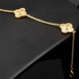 Hochwertig gearbeitetes Armband aus edlem 585 14K Gold (Gelbgold) in filigranem Kleeblatt-Design - ca. 18,5 - 20 cm längenverstellbar