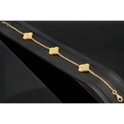 Hochwertig gearbeitetes Armband aus edlem 585 14K Gold (Gelbgold) in filigranem Kleeblatt-Design - ca. 18,5 - 20 cm längenverstellbar