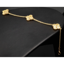 Hochwertig gearbeitetes Armband aus edlem 585 14K Gold (Gelbgold) in filigranem Kleeblatt-Design - ca. 18,5 - 20 cm längenverstellbar