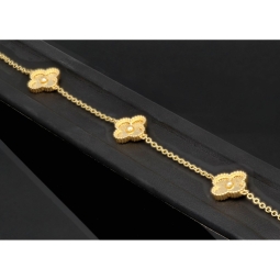 Hochwertig gearbeitetes Armband aus edlem 585 14K Gold (Gelbgold) in filigranem Kleeblatt-Design - ca. 18,5 - 20 cm längenverstellbar