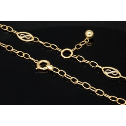 Edle Bicolor-Ankerkette aus 14K (585) Gold – stilvolle Kombination aus Gelb- und Weißgold mit fein gearbeiteten Infinity-Elementen - Länge ca. 50 cm, Breite ca. 4,5 mm