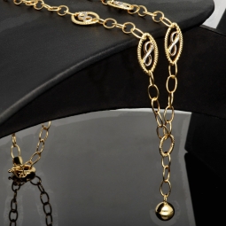 Edle Bicolor-Ankerkette aus 14K (585) Gold – stilvolle Kombination aus Gelb- und Weißgold mit fein gearbeiteten Infinity-Elementen - Länge ca. 50 cm, Breite ca. 4,5 mm