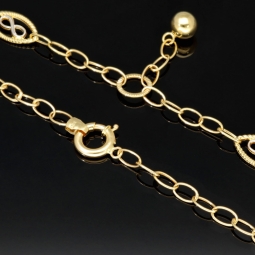 Edle Bicolor-Ankerkette aus 14K (585) Gold – stilvolle Kombination aus Gelb- und Weißgold mit fein gearbeiteten Infinity-Elementen - Länge ca. 50 cm, Breite ca. 4,5 mm