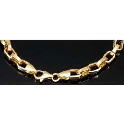 Exquisites Ankerarmband in Greco-Design aus edlem Bicolor 14K 585er Gold (Gelbgold und Weißgold) - ca. 22 cm lang, ca. 5,5mm breit