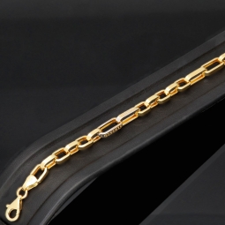 Exquisites Ankerarmband in Greco-Design aus edlem Bicolor 14K 585er Gold (Gelbgold und Weißgold) - ca. 22 cm lang, ca. 5,5mm breit