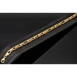 Exquisites Ankerarmband in Greco-Design aus edlem Bicolor 14K 585er Gold (Gelbgold und Weißgold) - ca. 22 cm lang, ca. 5,5mm breit