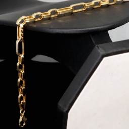 Exquisites Ankerarmband in Greco-Design aus edlem Bicolor 14K 585er Gold (Gelbgold und Weißgold) - ca. 22 cm lang, ca. 5,5mm breit