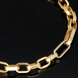 Exquisites Ankerarmband in Greco-Design aus edlem Bicolor 14K 585er Gold (Gelbgold und Weißgold) - ca. 22 cm lang, ca. 5,5mm breit