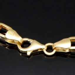 Exquisites Ankerarmband in Greco-Design aus edlem Bicolor 14K 585er Gold (Gelbgold und Weißgold) - ca. 22 cm lang, ca. 5,5mm breit