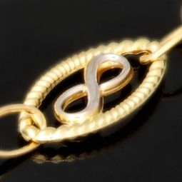 Bicolor-Ankerarmband aus 14K (585) Gold – Kombination aus Gelb- und Weißgold mit filigran gearbeiteten Infinity-Elementen  (ca. 20,5 cm)