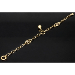 Bicolor-Ankerarmband aus 14K (585) Gold – Kombination aus Gelb- und Weißgold mit filigran gearbeiteten Infinity-Elementen  (ca. 20,5 cm)