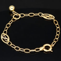 Bicolor-Ankerarmband aus 14K (585) Gold – Kombination aus Gelb- und Weißgold mit filigran gearbeiteten Infinity-Elementen  (ca. 20,5 cm)