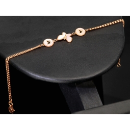 Funkelndes zweireihiges Ankerarmband aus hochwertigem 585 14K Gold (Roségold) in edlem Schmetterlings-Design - ca. 16-18 cm längenverstellbar