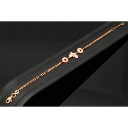 Funkelndes zweireihiges Ankerarmband aus hochwertigem 585 14K Gold (Roségold) in edlem Schmetterlings-Design - ca. 16-18 cm längenverstellbar