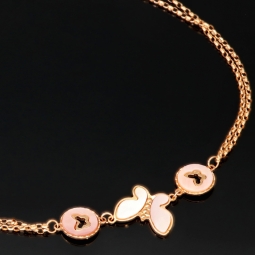 Funkelndes zweireihiges Ankerarmband aus hochwertigem 585 14K Gold (Roségold) in edlem Schmetterlings-Design - ca. 16-18 cm längenverstellbar