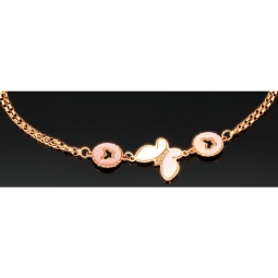 Funkelndes zweireihiges Ankerarmband aus hochwertigem 585 14K Gold (Roségold) in edlem Schmetterlings-Design - ca. 16-18 cm längenverstellbar