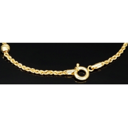 Glänzendes Twist-Armband / Kordelarmband mit stilvoll eingearbeiteten Goldperlen aus hochwertigem 585 14k Gold, ca. 2mm breit, 18,5cm lang