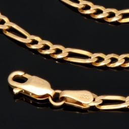 Edle Goldkette – Figarokette, stilvoll und hochwertig verarbeitet aus massivem Gold (333 / 8K Gelbgold) - ca. 50cm lang, ca. 3mm