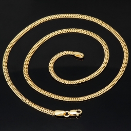 Feingliedrige, flache Goldkette aus hochwertigem Gelbgold (585/14k Gold) in 45 cm Länge, 3mm Breite