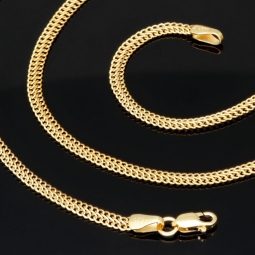 Feingliedrige, flache Goldkette aus hochwertigem Gelbgold (585/14k Gold) in 45 cm Länge, 3mm Breite