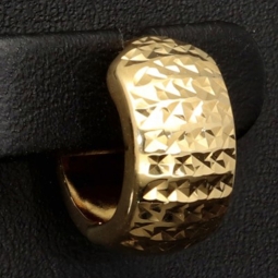 Funkelnde Mini-Creolen / Ohrringe aus edlem 585 14K Gold in stilvollem halb poliertem und halb rautiertem Design