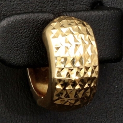 Funkelnde Mini-Creolen / Ohrringe aus edlem 585 14K Gold in stilvollem halb poliertem und halb rautiertem Design