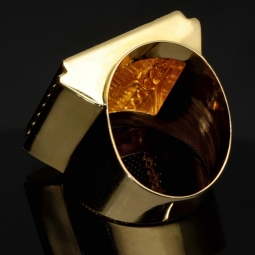 Prunkvoller, markanter XL-Herrenring aus hochwertigem 585er (14k) Gelbgold (Ringgröße ca. 68)