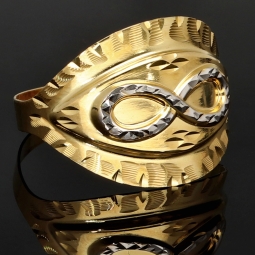 Infinity-Ring aus 585 / 14K Gold mit feinem Design in Bicolor-Optik (Gelbgold und Weißgold) in Ringgröße ca. 60