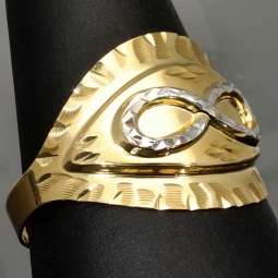 Infinity-Ring aus 585 / 14K Gold mit feinem Design in Bicolor-Optik (Gelbgold und Weißgold) in Ringgröße ca. 60