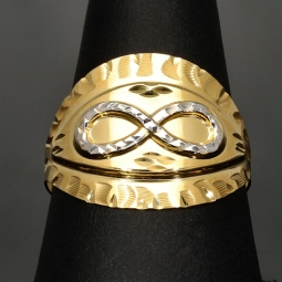 Infinity-Ring aus 585 / 14K Gold mit feinem Design in Bicolor-Optik (Gelbgold und Weißgold) in Ringgröße ca. 60