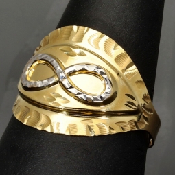 Infinity-Ring aus 585 / 14K Gold mit feinem Design in Bicolor-Optik (Gelbgold und Weißgold) in Ringgröße ca. 60