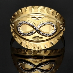 Infinity-Ring aus 585 / 14K Gold mit feinem Design in Bicolor-Optik (Gelbgold und Weißgold) in Ringgröße ca. 60