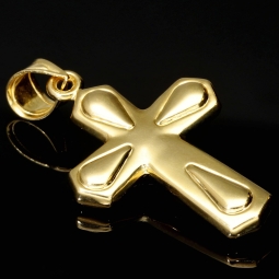Funkelnder Jesus-Kreuz Goldanhänger aus edlem 14k 585 Bicolor Gold (Gelbgold und Weißgold)