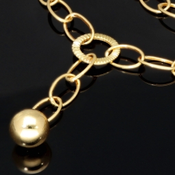 Feine Bicolor-Ankerkette aus hochwertigen 14K 585 Gold (Gelb- und Weißgold) mit dekorativen Stern-Elementen – ca. 50 cm Länge, 4,5 mm Breite