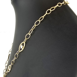 Feine Bicolor-Ankerkette aus hochwertigen 14K 585 Gold (Gelb- und Weißgold) mit dekorativen Stern-Elementen – ca. 50 cm Länge, 4,5 mm Breite