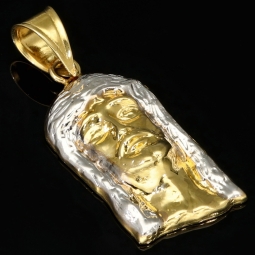 Funkelnder Jesus Anhänger aus hochwertigem 14K 585 Bicolor Gold (Gelbgold und Weißgold)