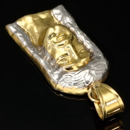 Funkelnder Jesus Anhänger aus hochwertigem 14K 585 Bicolor Gold (Gelbgold und Weißgold)