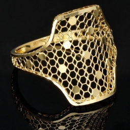Ring aus funkelndem 14K 585 Gold mit fein gearbeiteter, luftiger Struktur und moderner, eleganter Ausstrahlung - RG: ca. 57-58