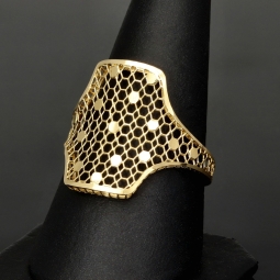 Ring aus funkelndem 14K 585 Gold mit fein gearbeiteter, luftiger Struktur und moderner, eleganter Ausstrahlung - RG: ca. 57-58