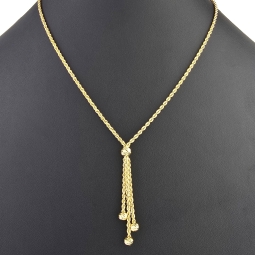 Exquisites Collier Kordelkette mit Quastenanhänger dekoriert mit Goldperlen (ca. 45cm, 2mm) 14K 585 Gold