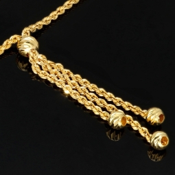 Exquisites Collier Kordelkette mit Quastenanhänger dekoriert mit Goldperlen (ca. 45cm, 2mm) 14K 585 Gold
