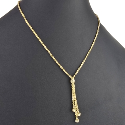 Exquisites Collier Kordelkette mit Quastenanhänger dekoriert mit Goldperlen (ca. 45cm, 2mm) 14K 585 Gold