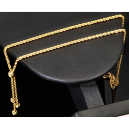 Exquisites Collier Kordelkette mit Quastenanhänger dekoriert mit Goldperlen (ca. 45cm, 2mm) 14K 585 Gold
