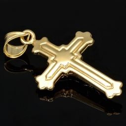 Hochwertig produzierter Jesus-Kreuz-Anhänger aus funkelndem 14k 585 Bicolor Gold (Gelbgold und Weißgold)